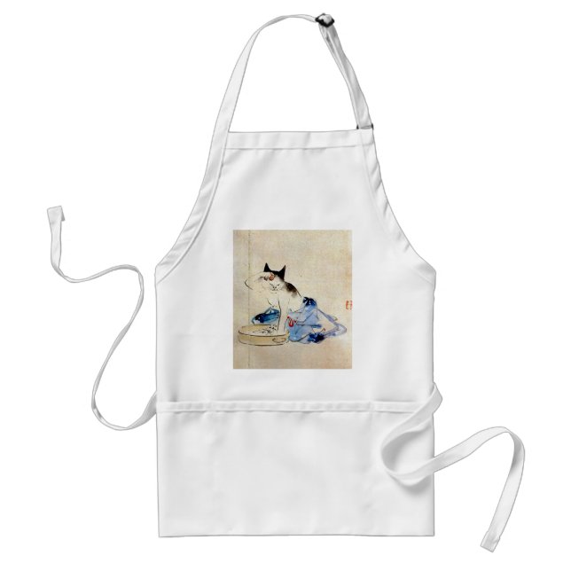 Cat wash her body, Utagawa Hiroshige Standard Apron (Front)