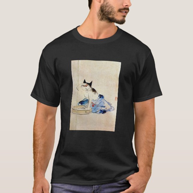 Cat wash her body, Utagawa Hiroshige T-Shirt (Front)