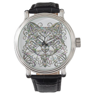 Cat Watch with Abalone Metallic 3d Jewellery Look