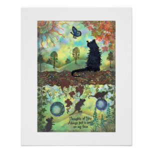 Cat watching a Butterfly Poster