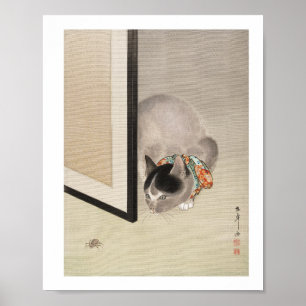 Cat Watching a Spider (1888–1892) illustration Poster