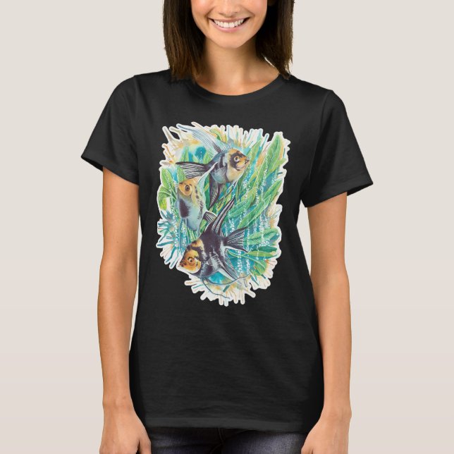 Cat Watching Fish T-Shirt (Front)