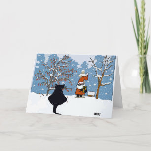 Cat Watching Santa Holiday Card