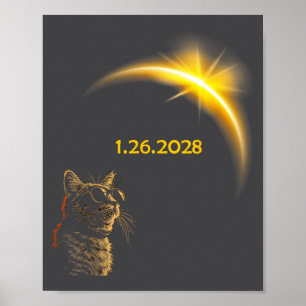 Cat Watching The Solar Eclipse Gles Funny Eclipse Poster