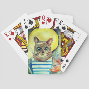 Cat watercolor art playing cards