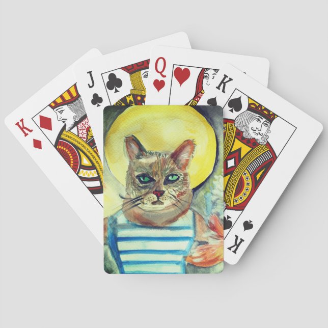 Cat watercolor art  playing cards (Back)