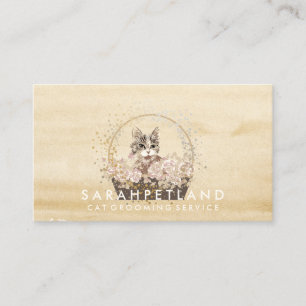 Cat Watercolor Boho Chic Rustic Business Card