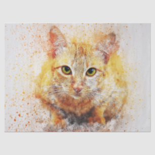 Cat Watercolor Portrait Decoupage Tissue Paper