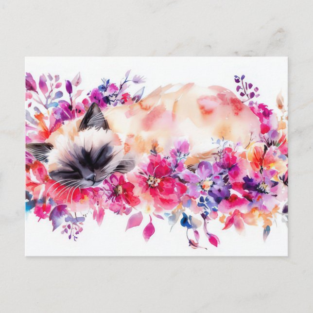 Cat Watercolor Postcard  (Front)