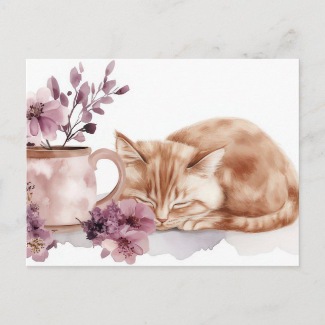Cat Watercolor Postcard  (Front)