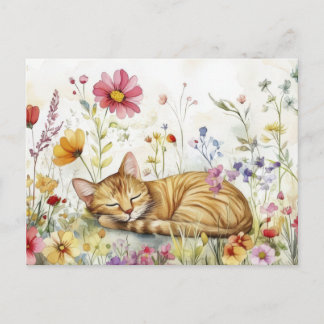 Cat Watercolor Postcard
