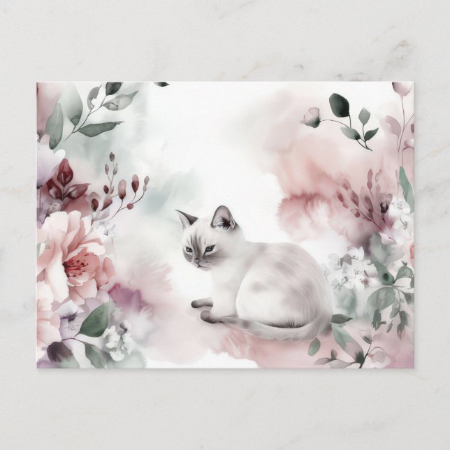 Cat Watercolor Postcard  (Front)
