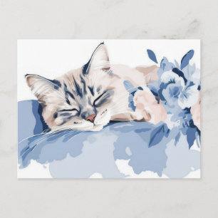 Cat Watercolor Postcard