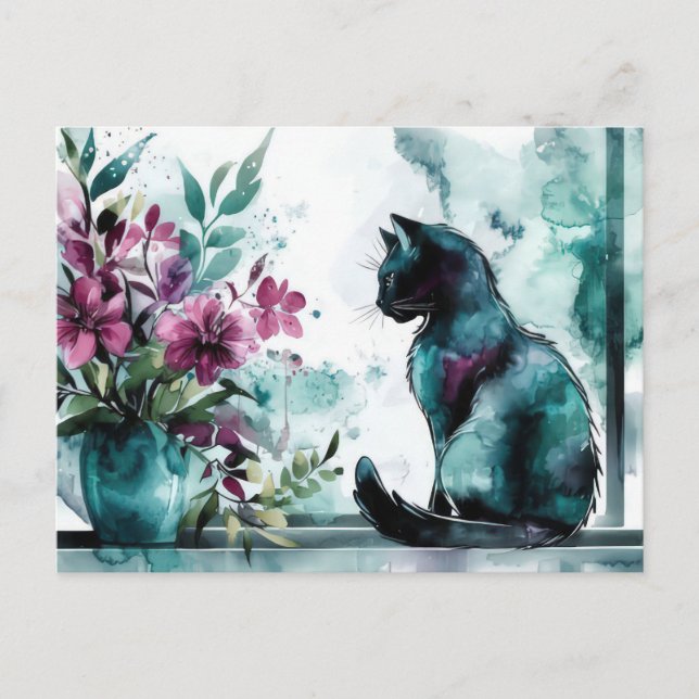 Cat Watercolor Postcard  (Front)