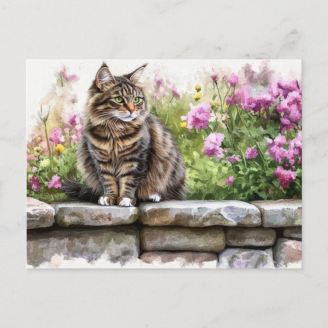 Cat Watercolor Postcard  (Front)