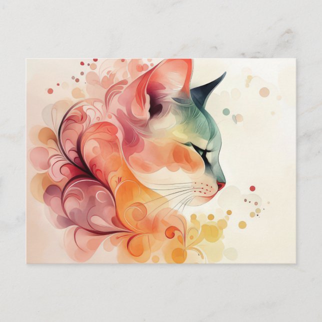 Cat Watercolor Postcard  (Front)