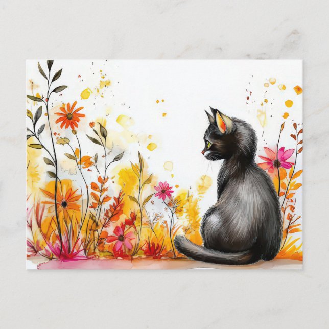 Cat Watercolor Postcard  (Front)