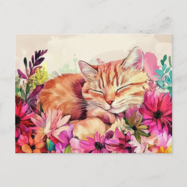 Cat Watercolor Postcard  (Front)