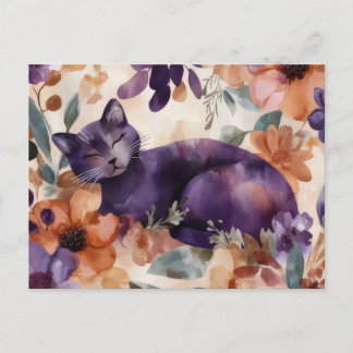 Cat Watercolor Postcard