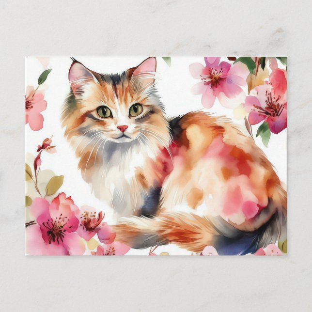 Cat Watercolor Postcard  (Front)