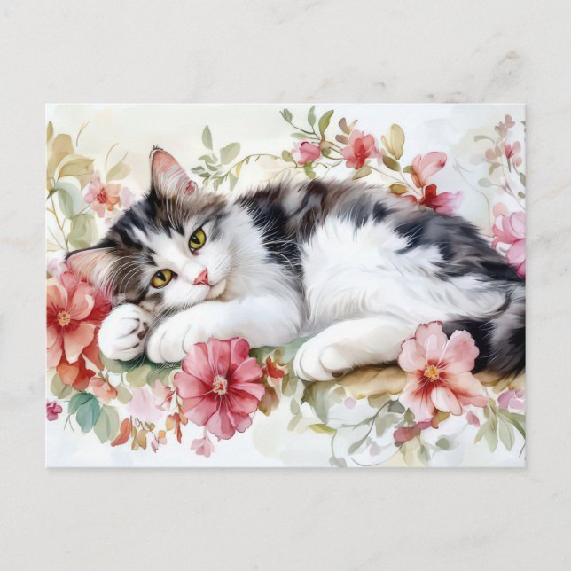 Cat Watercolor Postcard  (Front)