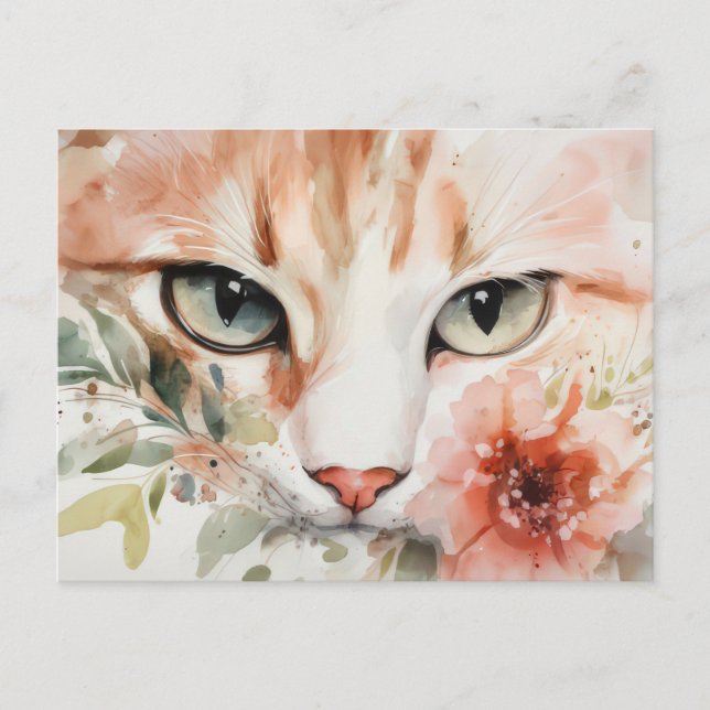 Cat Watercolor Postcard  (Front)