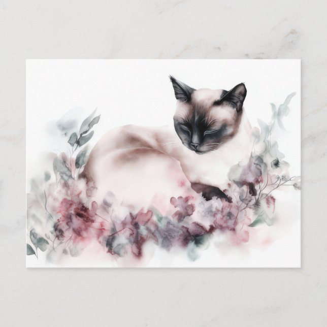 Cat Watercolor Postcard  (Front)
