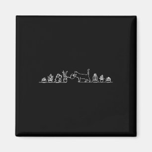 Cat Watering Plants Magnet