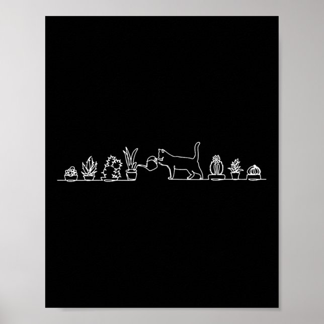 Cat Watering Plants  Poster (Front)