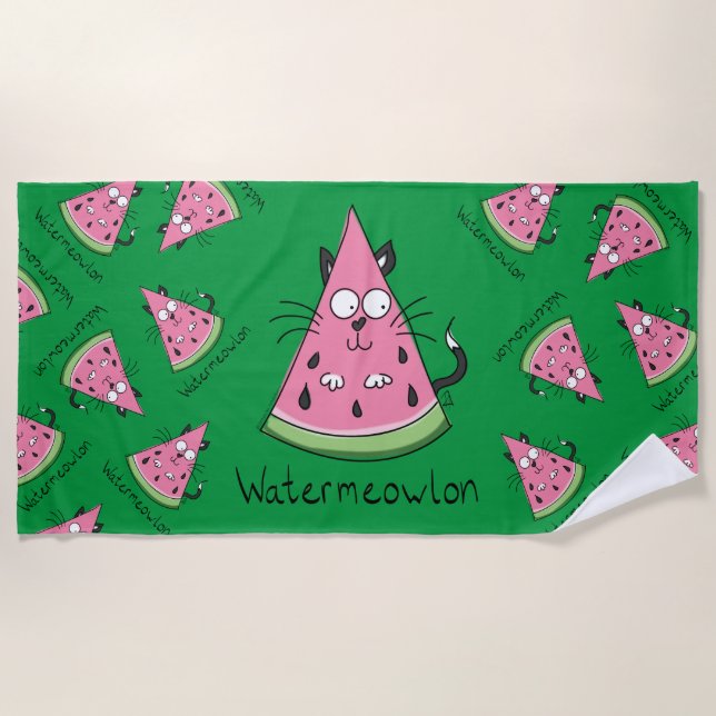 Cat Watermelon Cute Kid's Beach Towel (Front)