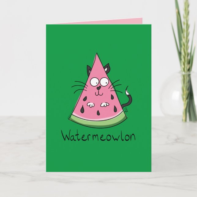 Cat Watermelon Cute Kid's Card (Front)