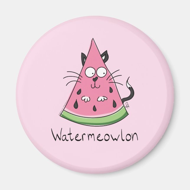 Cat Watermelon Cute Kid's Magnet (Front)