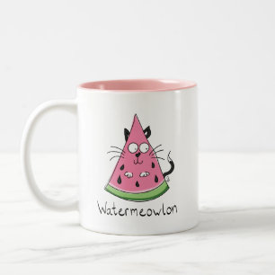 Cat Watermelon Cute Kid's Two-Tone Coffee Mug