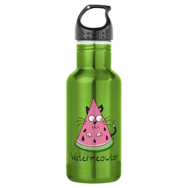Cat Watermelon Kids Funny Cute 532 Ml Water Bottle (Front)