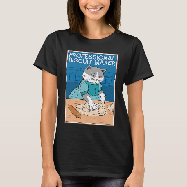 Cat Wearing a Dress Making Biscuits Kneading Biscu T-Shirt (Front)