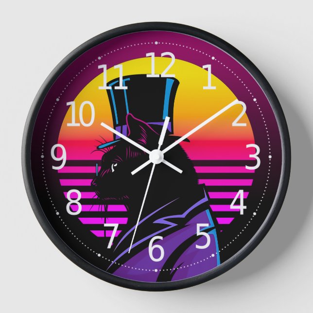 Cat Wearing a Tuxedo and a Hat Artwork | Clock (Front)