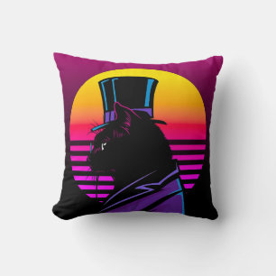 Cat Wearing a Tuxedo and a Hat Artwork   Cushion