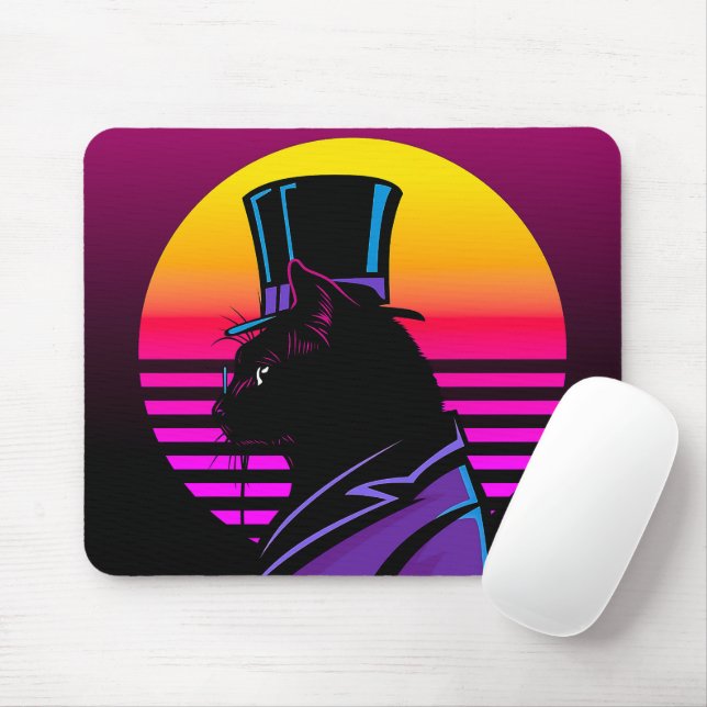 Cat Wearing a Tuxedo and a Hat Artwork | Mouse Mat (With Mouse)