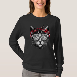 Cat Wearing Bandanna And Glasses Men Women Kids T-Shirt