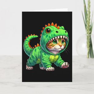 Cat Wearing Dinosaur Costume Halloween Cosplay T-r Card