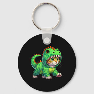 Cat Wearing Dinosaur Costume Halloween Cosplay T-r Key Ring