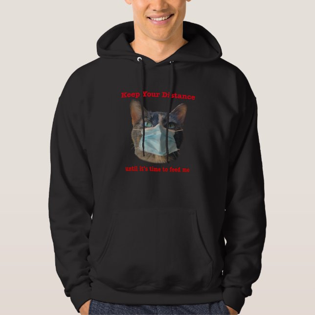 Cat Wearing Face Mask Social Distancing Hoodie (Front)