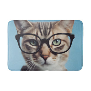 Cat Wearing Glasses Bath Mat