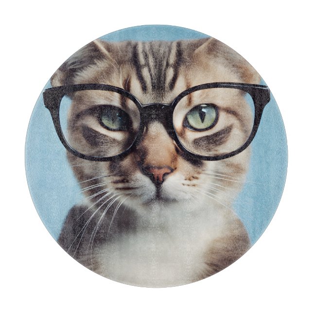 Cat Wearing Glasses Cutting Board (Front)