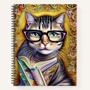 Cat Wearing Glasses Holding a Book Artwork