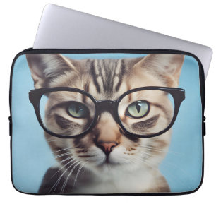 Cat Wearing Glasses Laptop Sleeve