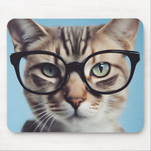 Cat Wearing Glasses Mouse Mat