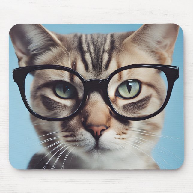 Cat Wearing Glasses Mouse Mat (Front)