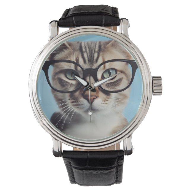 Cat Wearing Glasses Watch (Front)