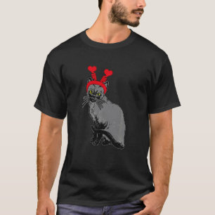 Cat Wearing Heart Bopper Headband Accessory Valent T-Shirt
